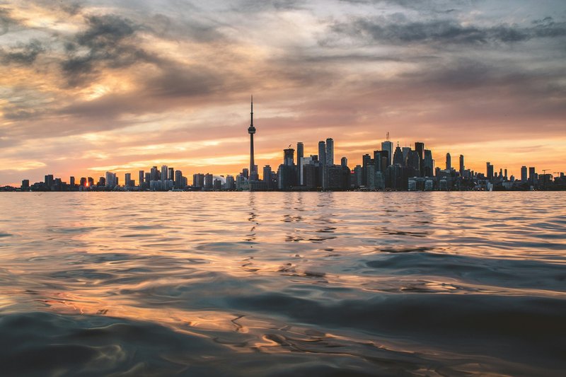 Toronto skyline over the water