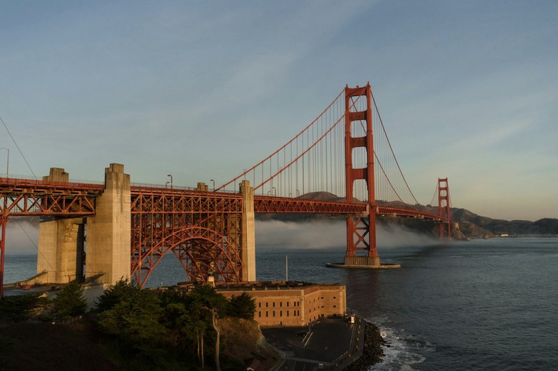 The golden gate bridge over the ocean